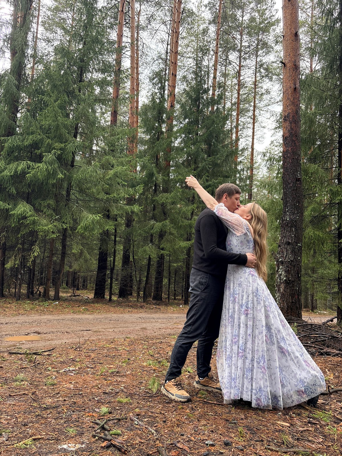Couple's romantic forest dance photographed in Chaikovsky, Russia