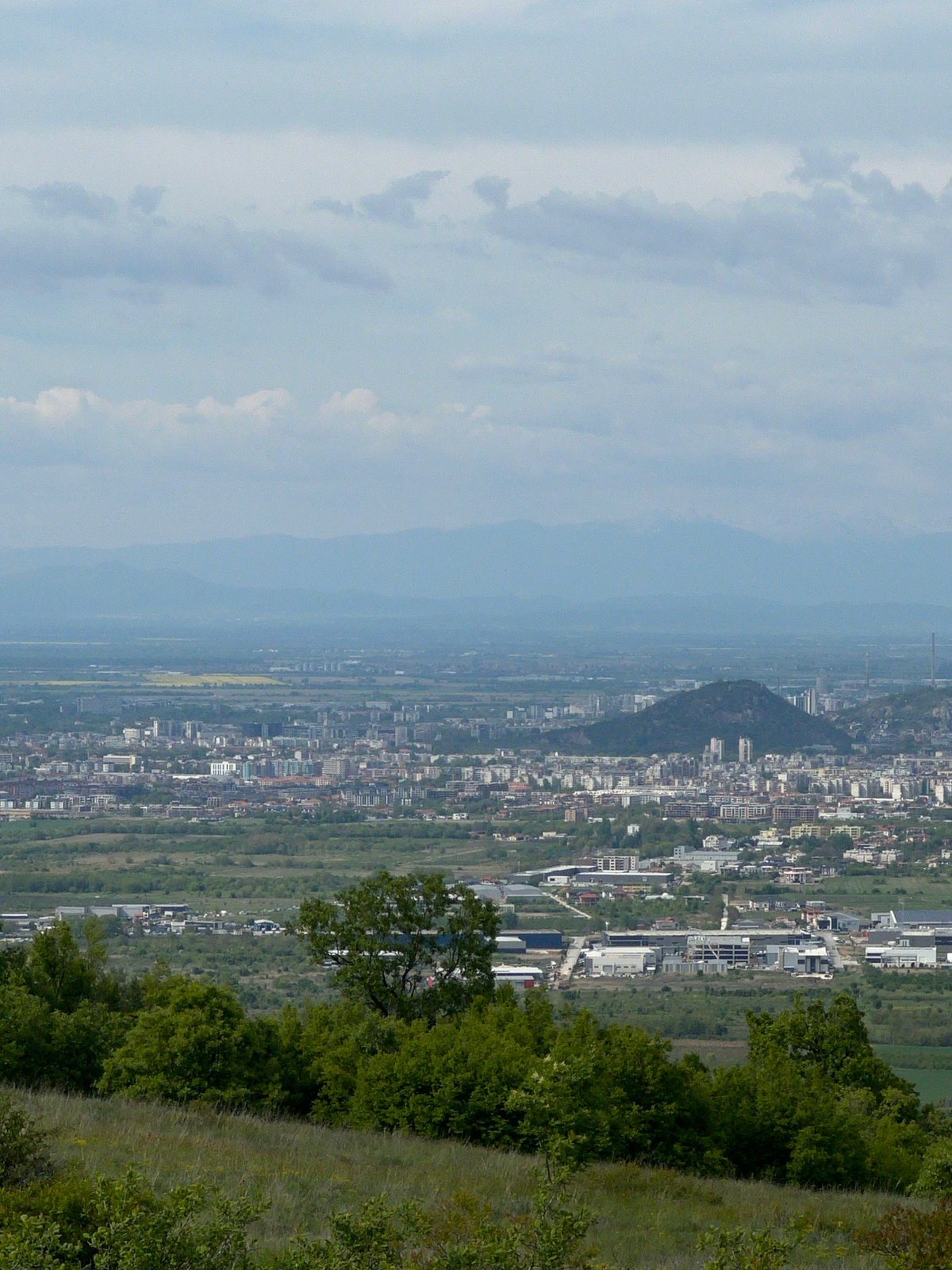 Aerial views document Markovo Bulgaria valley town landscape