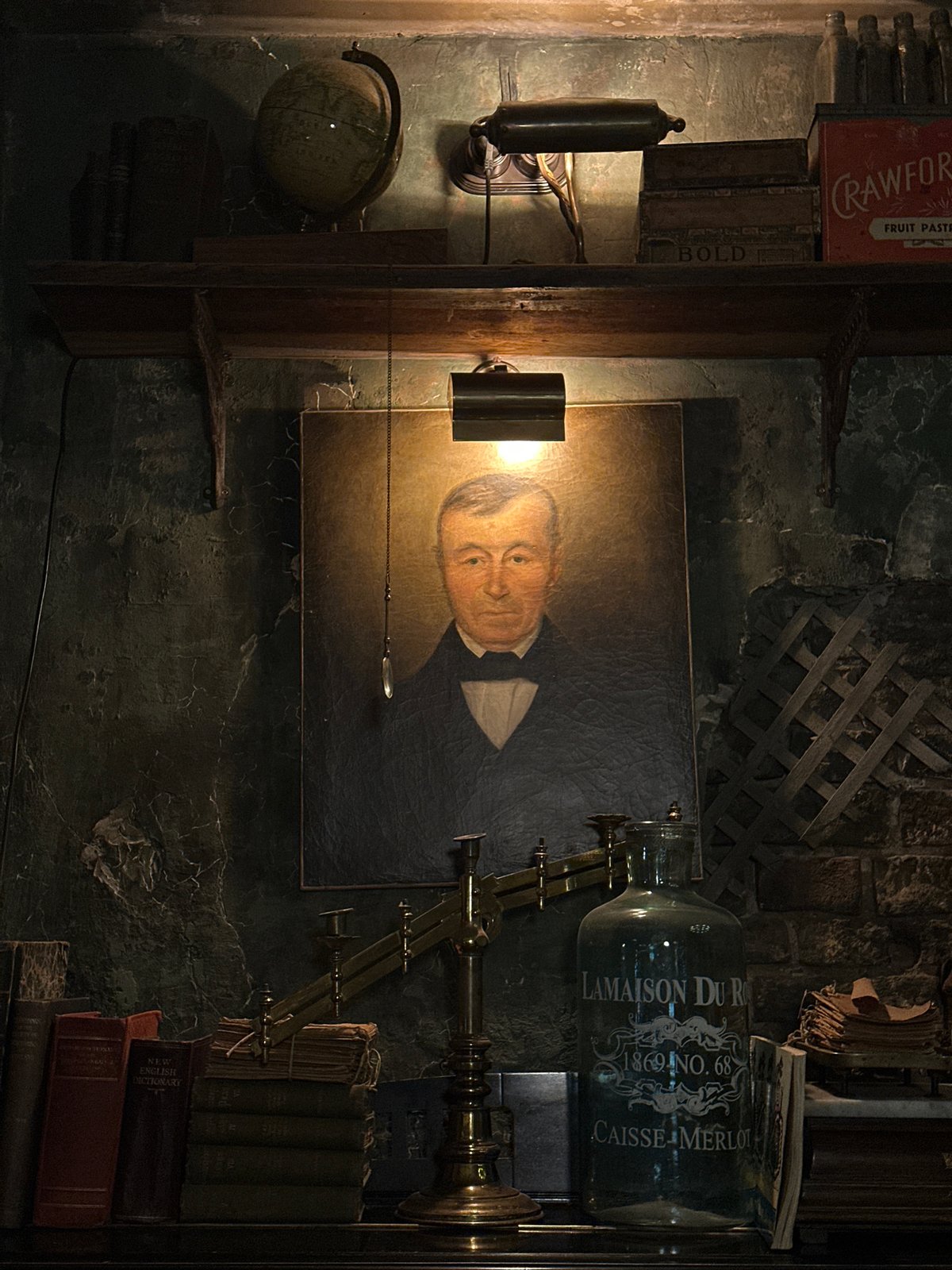 Person documents antique displays in Moscow interior space