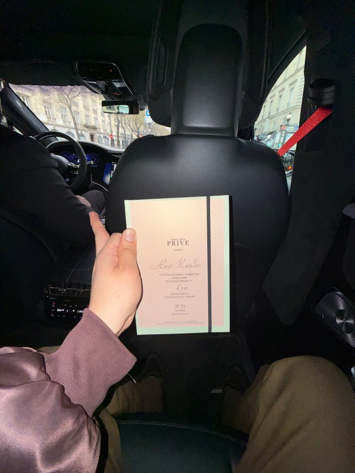 Passenger captures interior view of modern car in Paris