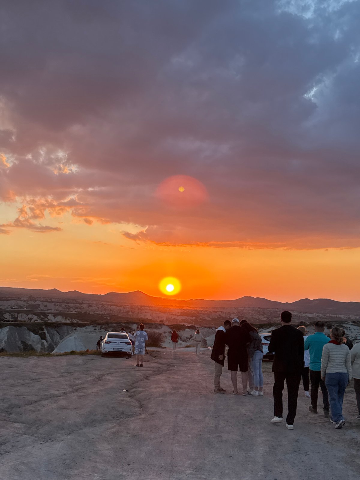 Sunset documented over Cappadocia's distinctive landscape in Ürgüp, Turkey