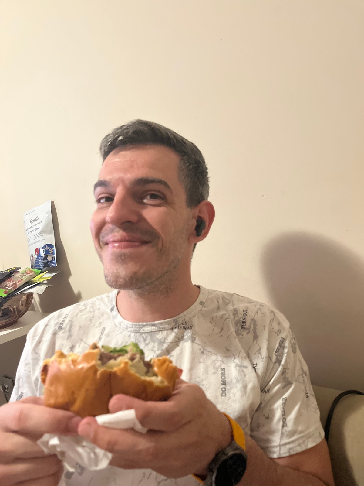 Casual indoor food moment in Sofia, tagged #GuiltyPleasures