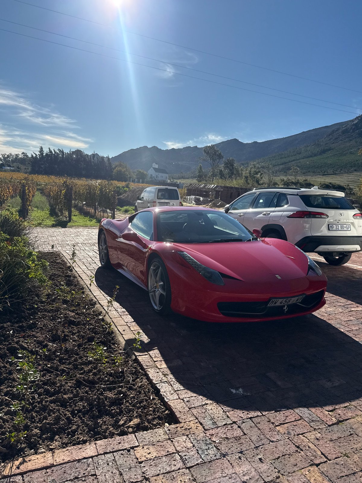 Luxury car spotted at Stellenbosch winery during afternoon visit
