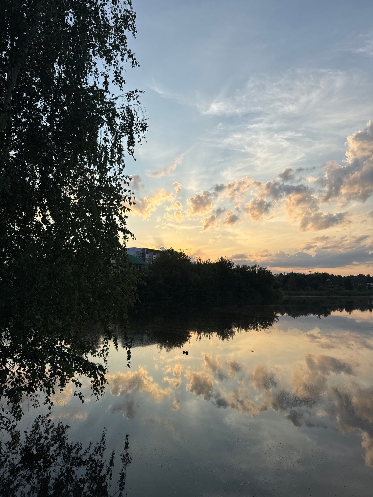 Evening fishing on the Kama River at golden hour