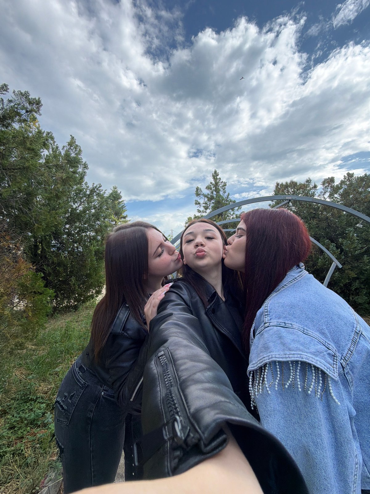 Friends gather for photos in Bobov Dol, Bulgaria