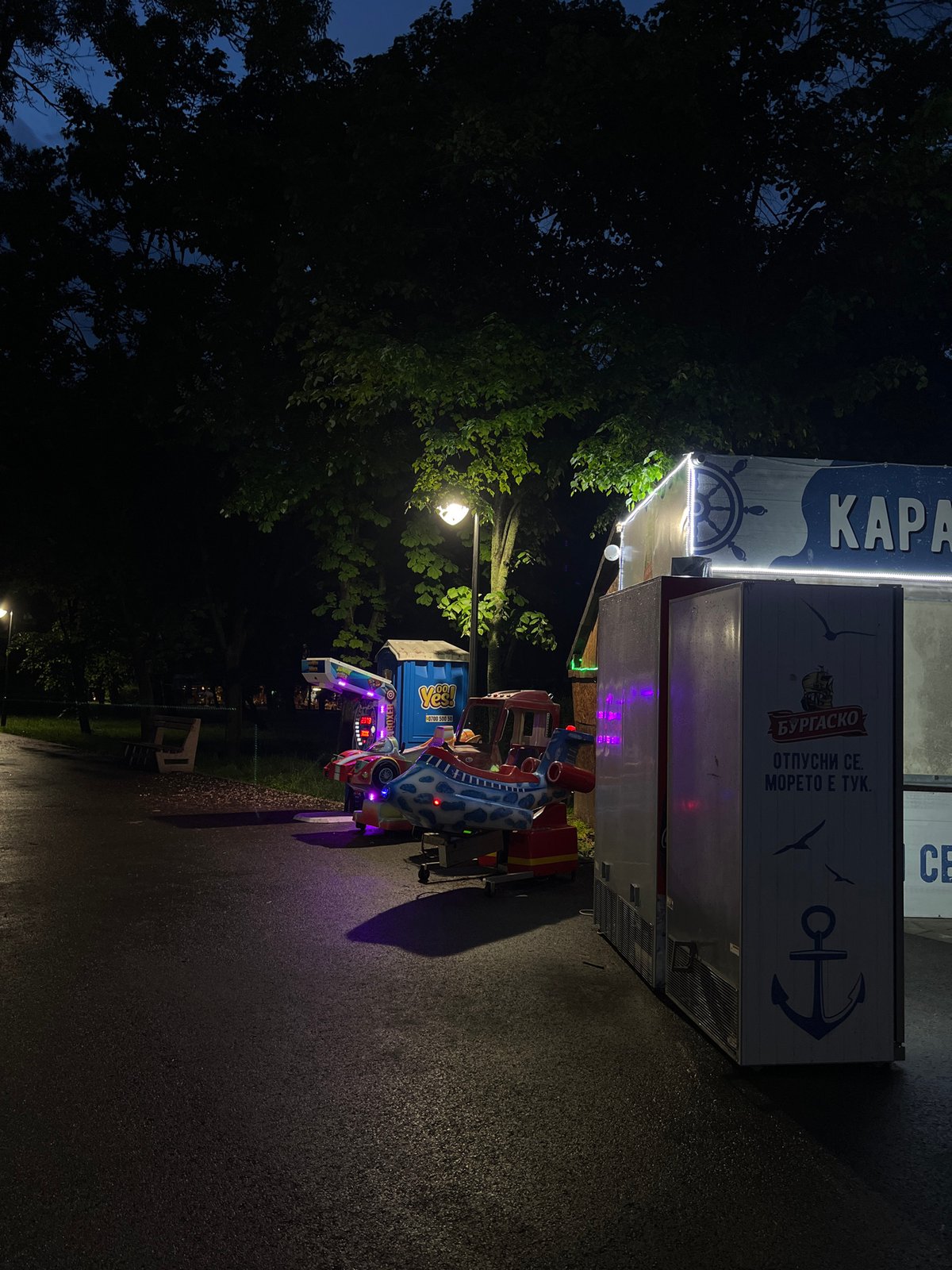 Evening commercial activity observed in Burgas, Bulgaria