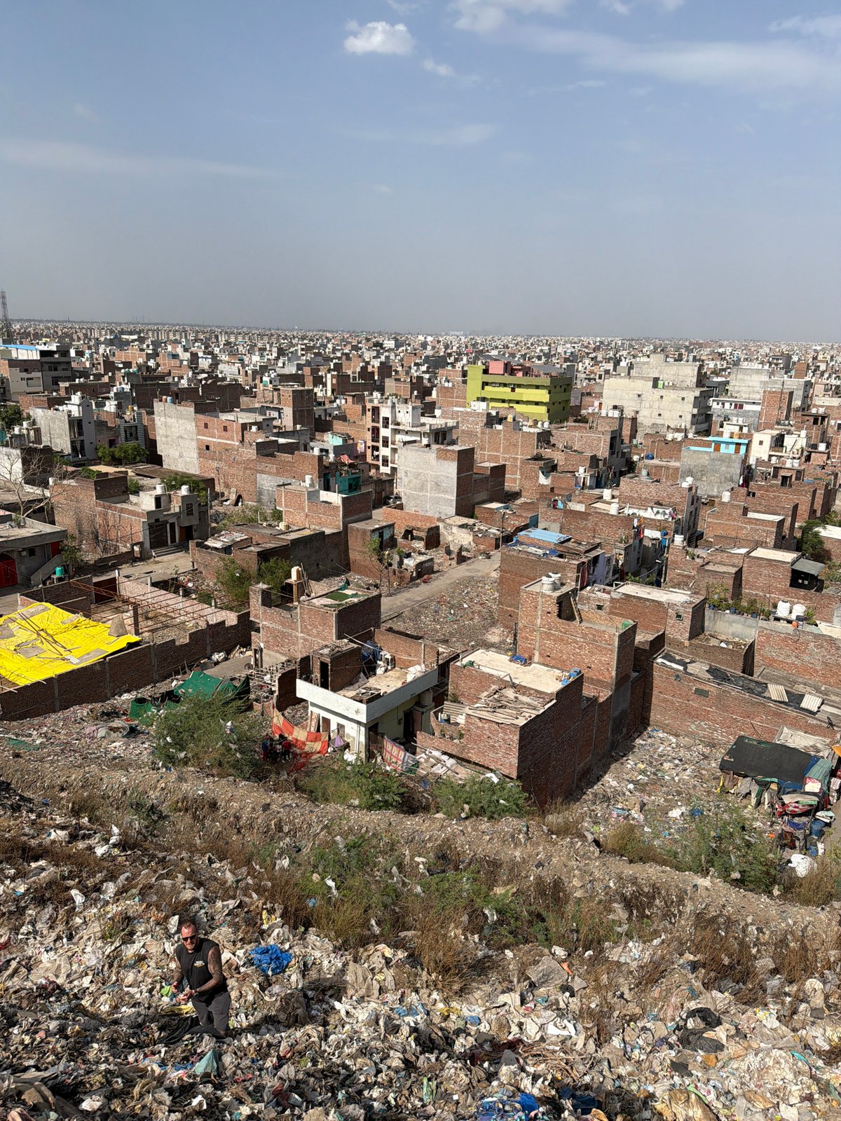 Delhi landfill and surrounding informal neighborhoods, up close