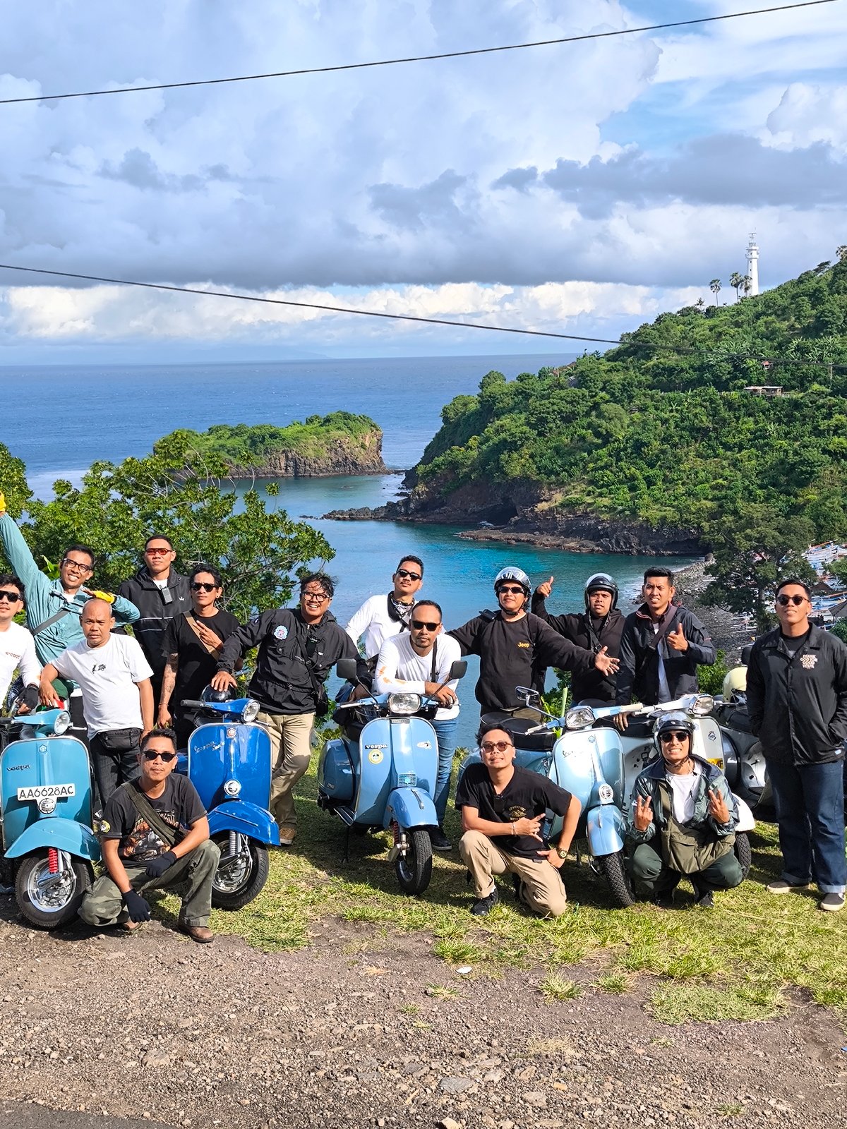 Vintage Vespa enthusiasts gather for hillside meet-up in Indonesia