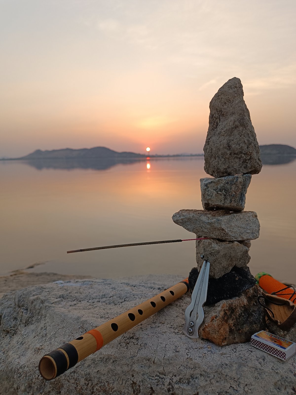 Sunset captured over water near Kammavaripalli, India