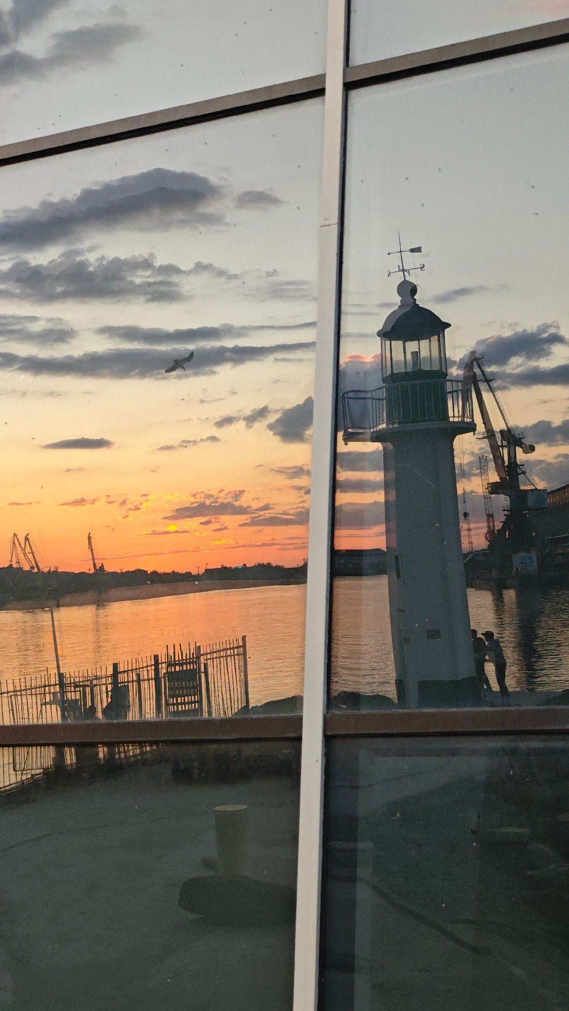 Evening maritime scenes captured in Burgas harbor during sunset