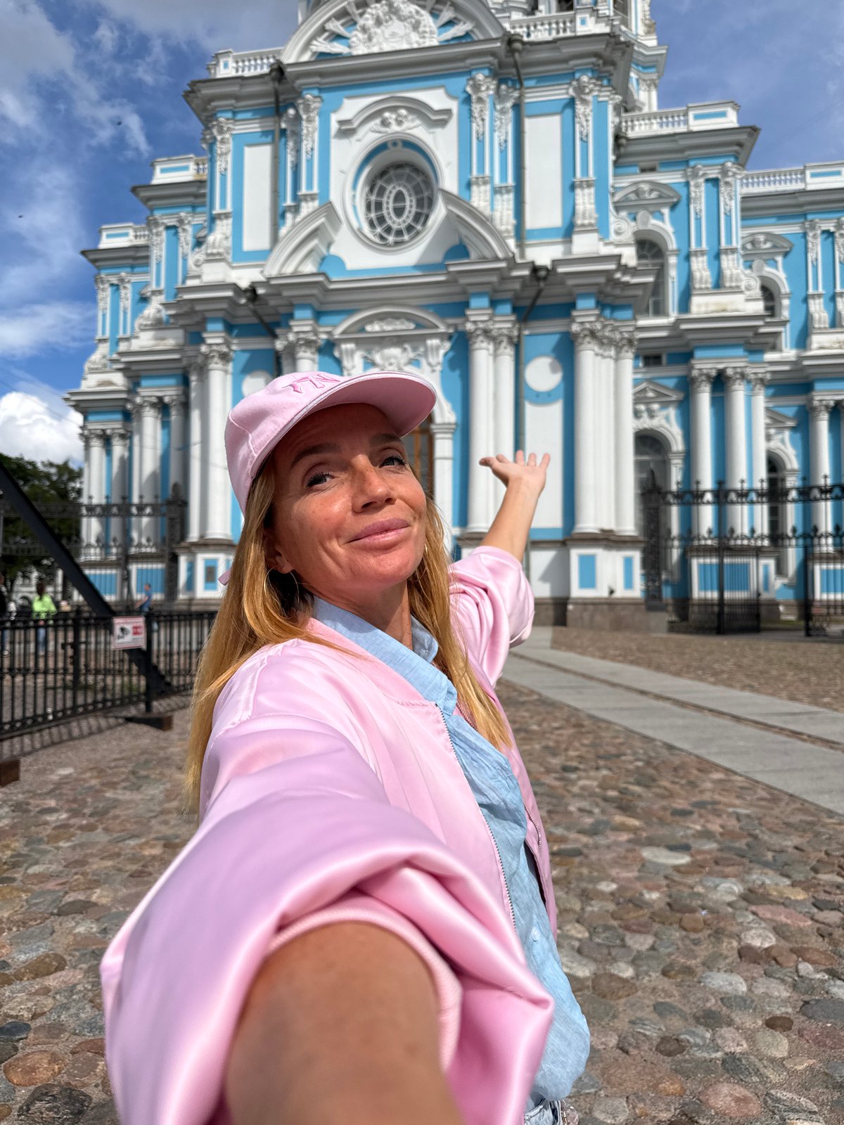 Exploring Smolny Cathedral's blue Baroque architecture in Saint Petersburg