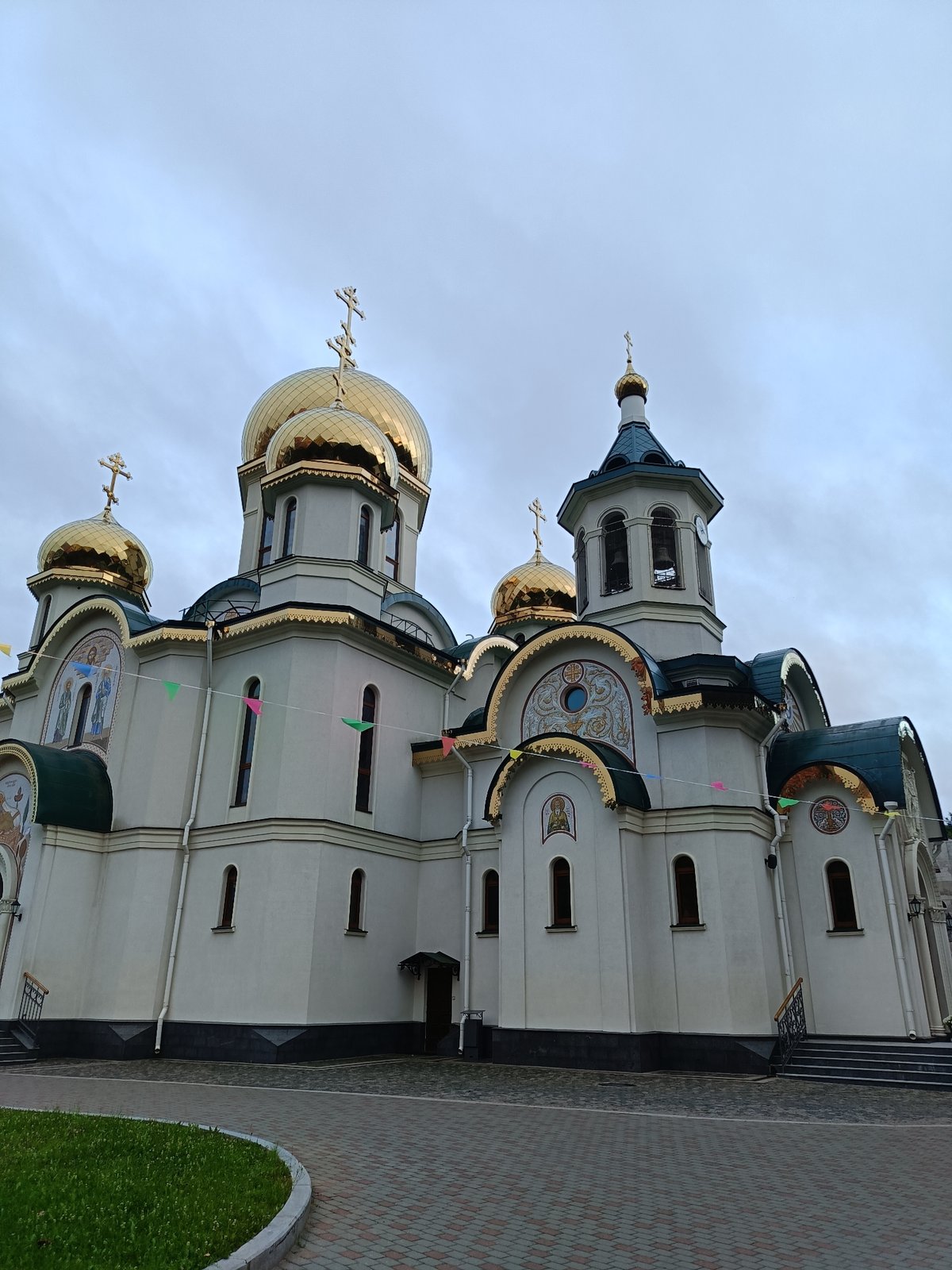 Orthodox churches with golden domes across Saint Petersburg