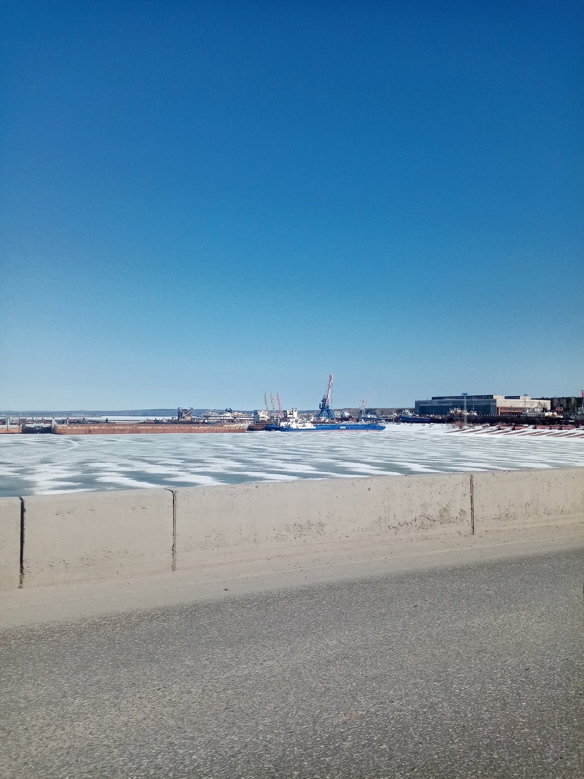 Spring ice breakup observed on Kama River in Chaikovsky