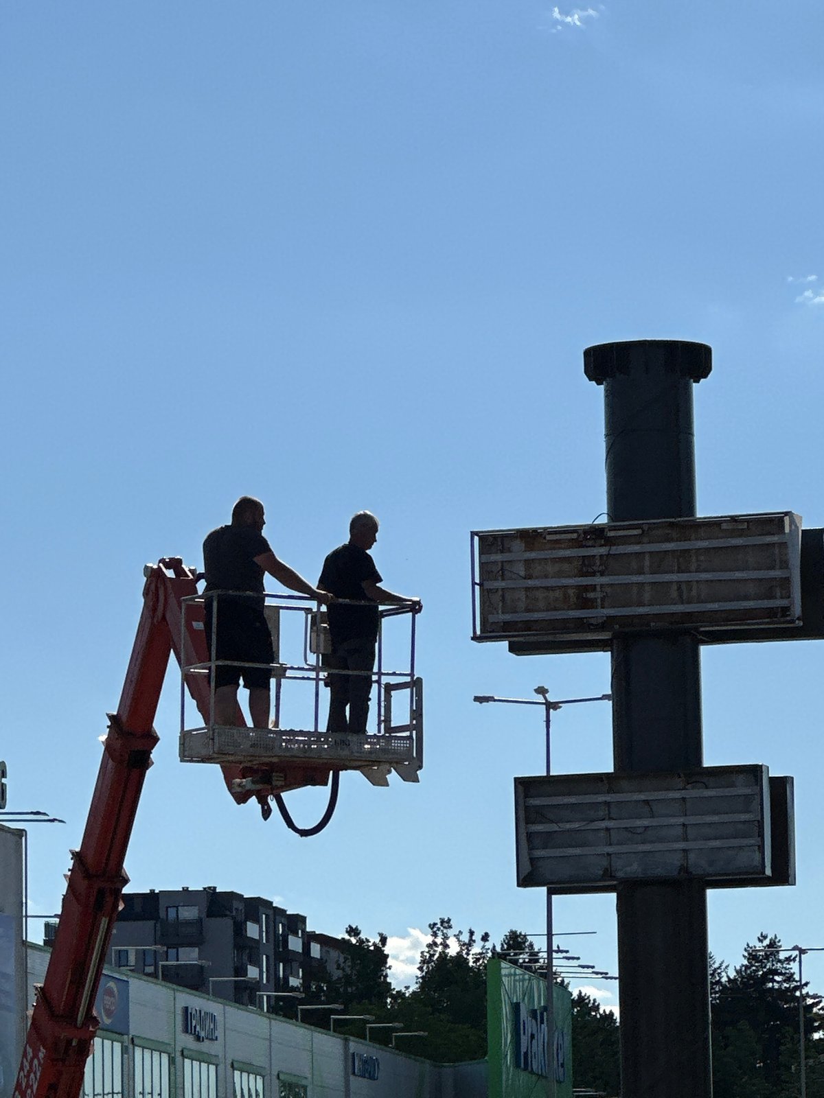 Summer afternoon street activity and maintenance work in Veliko Tarnovo