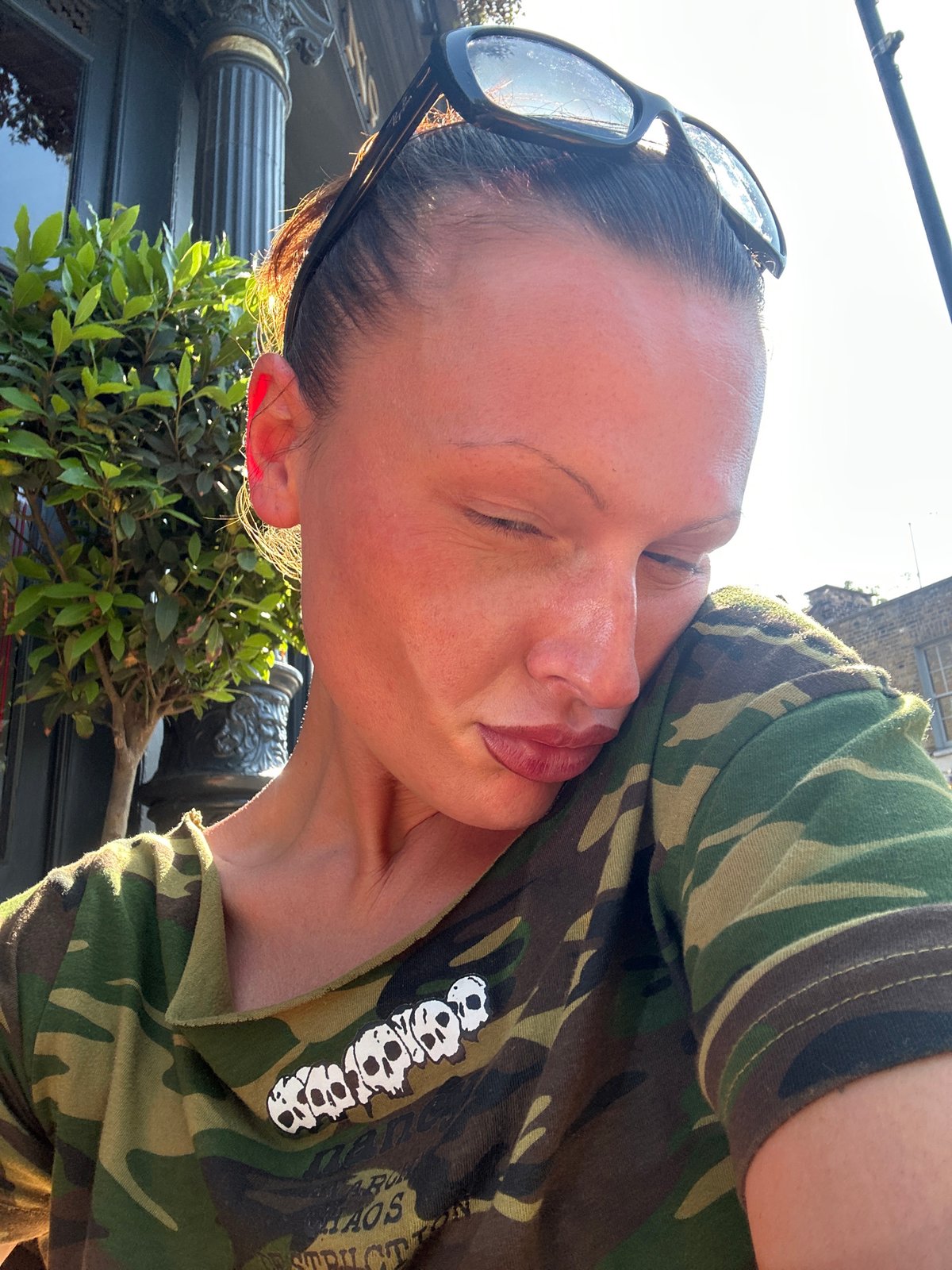 Relaxing on a bench in London on a sunny afternoon