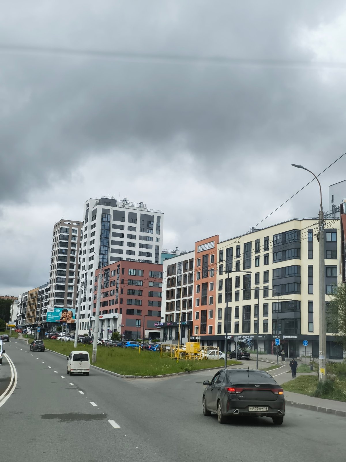 Morning car journey documented through Izhevsk streets