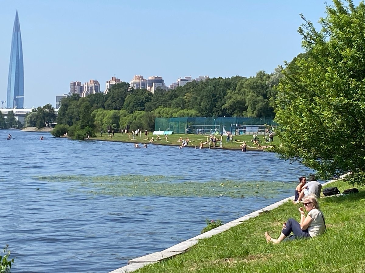 Sunny day at St. Petersburg's waterfront marina and park