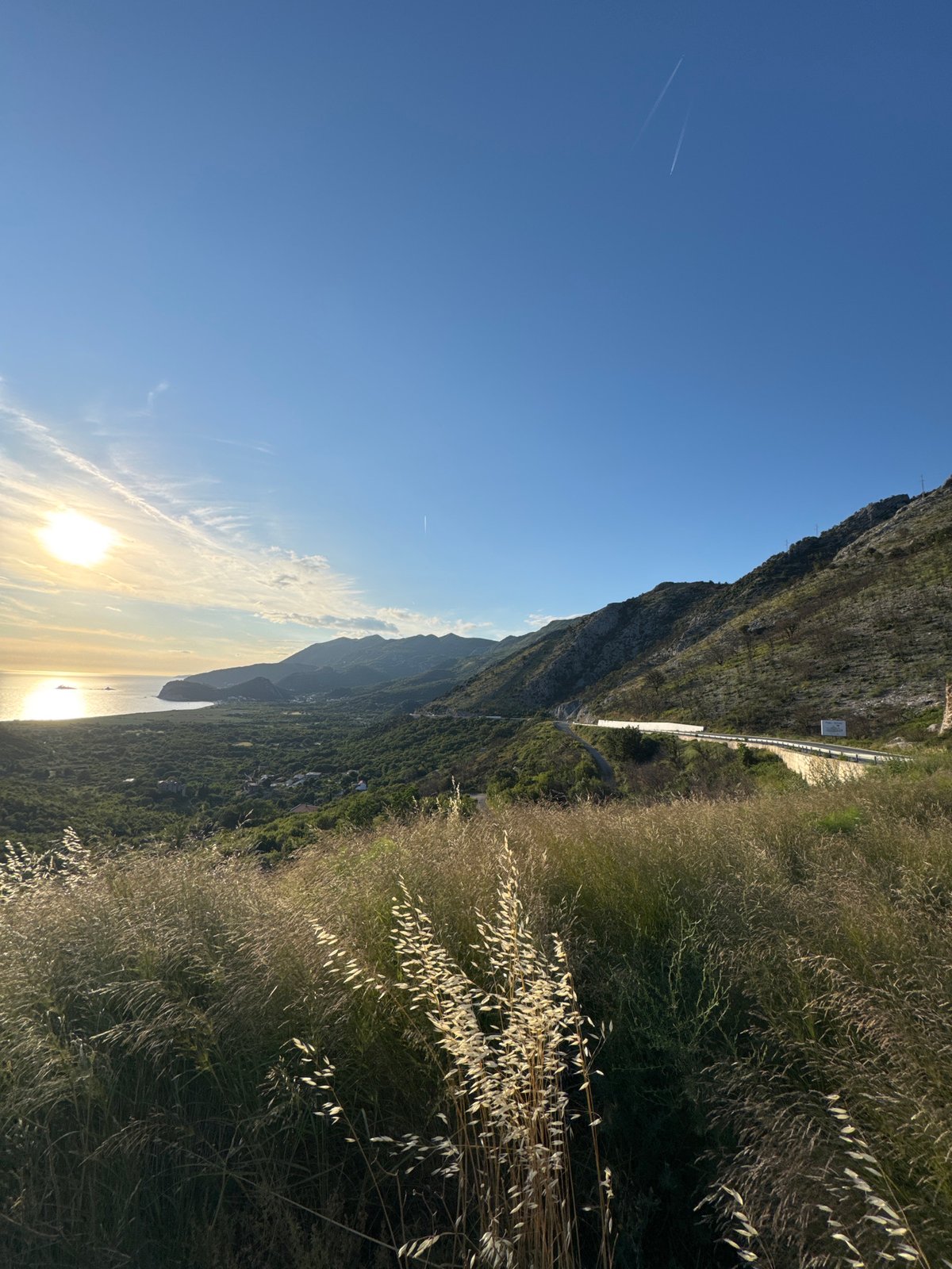 Golden hour sunset observed along Montenegro's Buljarica coast