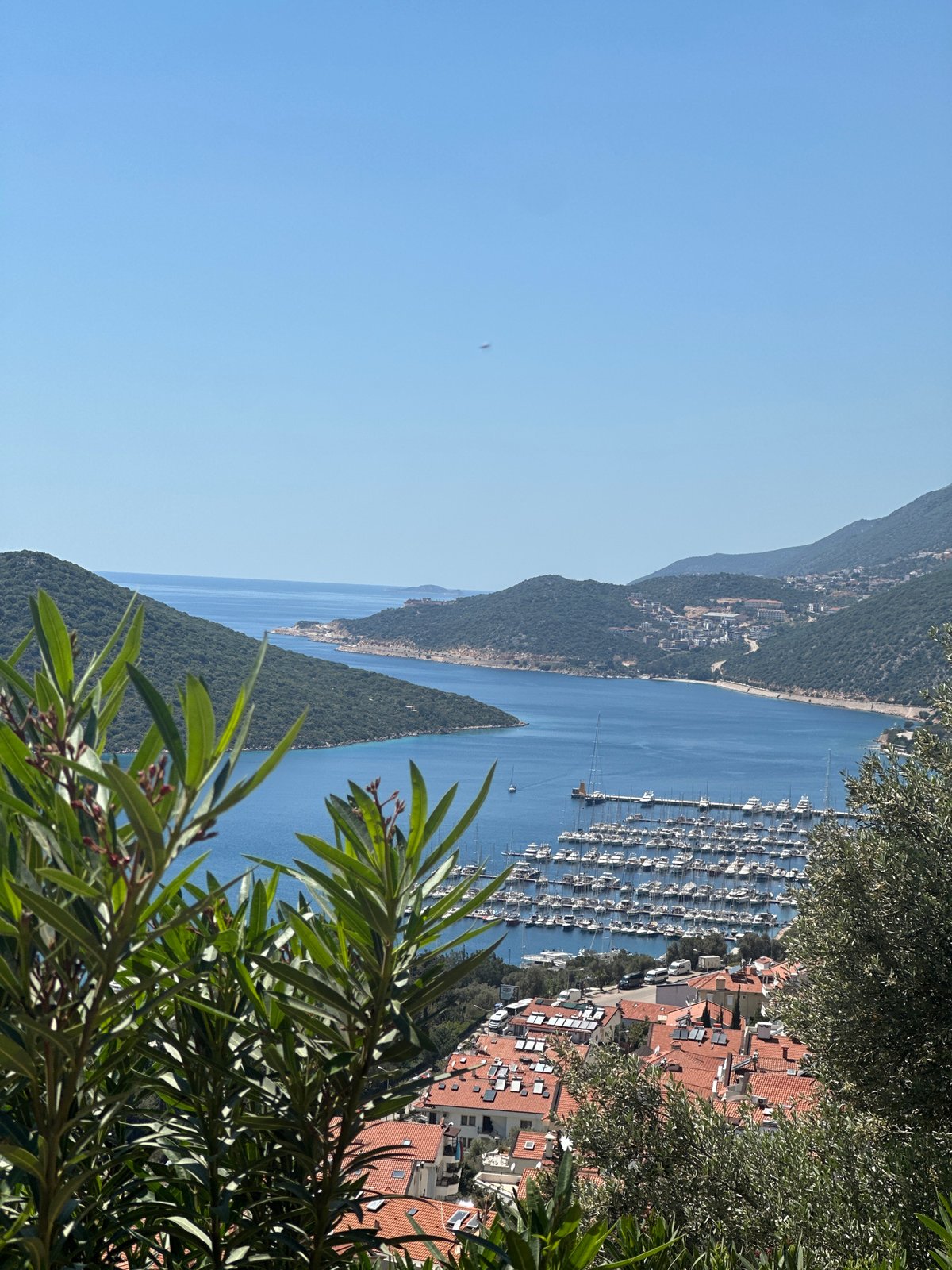 Panoramic views captured of Kaş coastal town from hillside