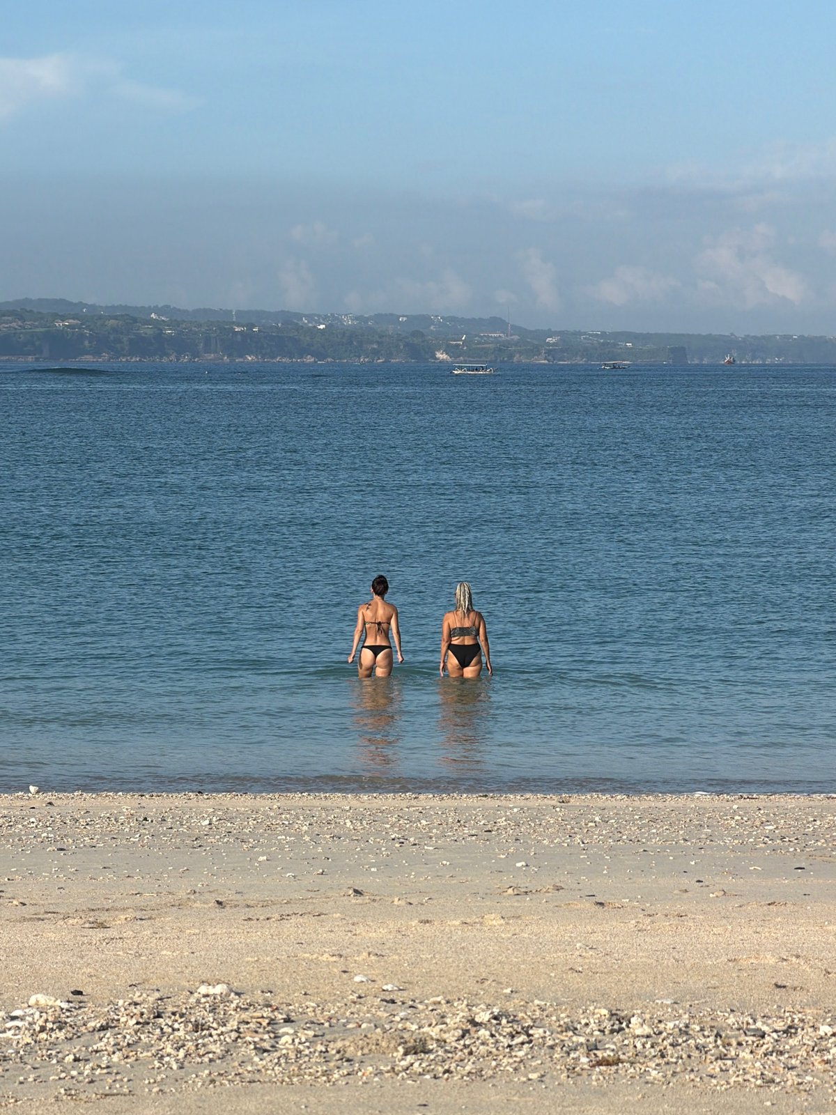 Evening fishing activity captured along Kuta Indonesia coastline