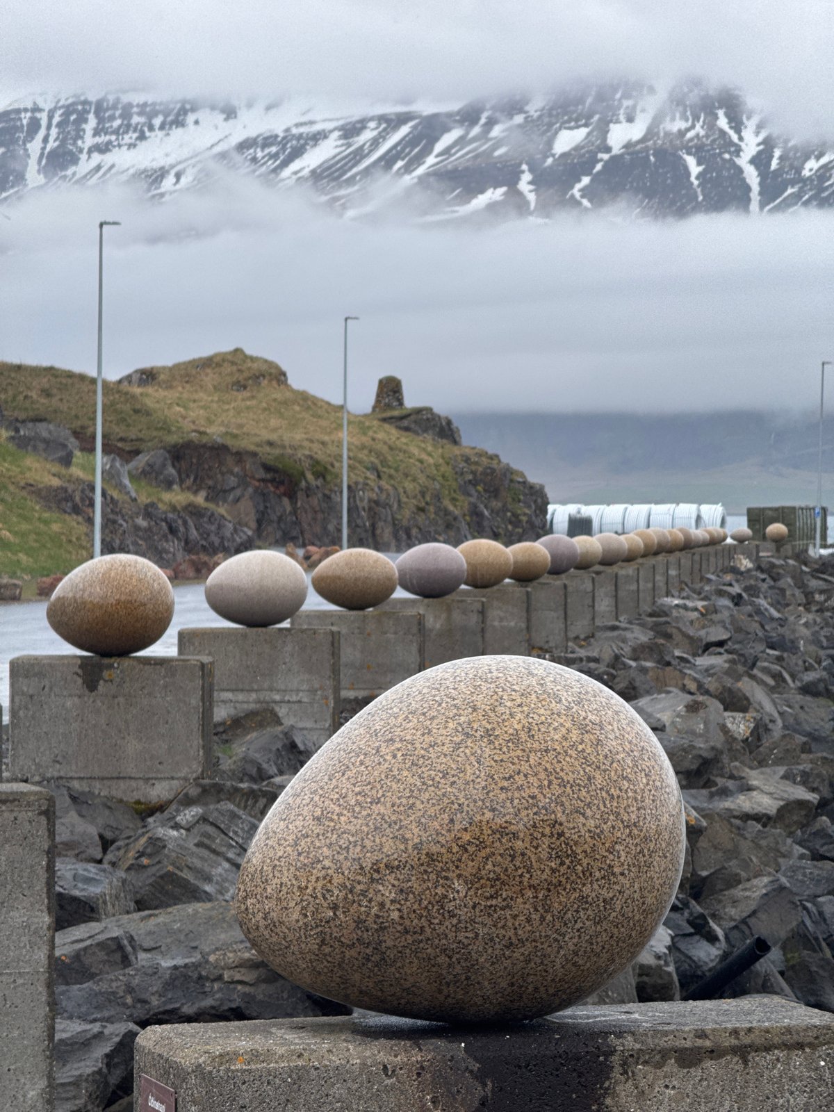 Tourist documents Djúpivogur landmarks and infrastructure in Iceland
