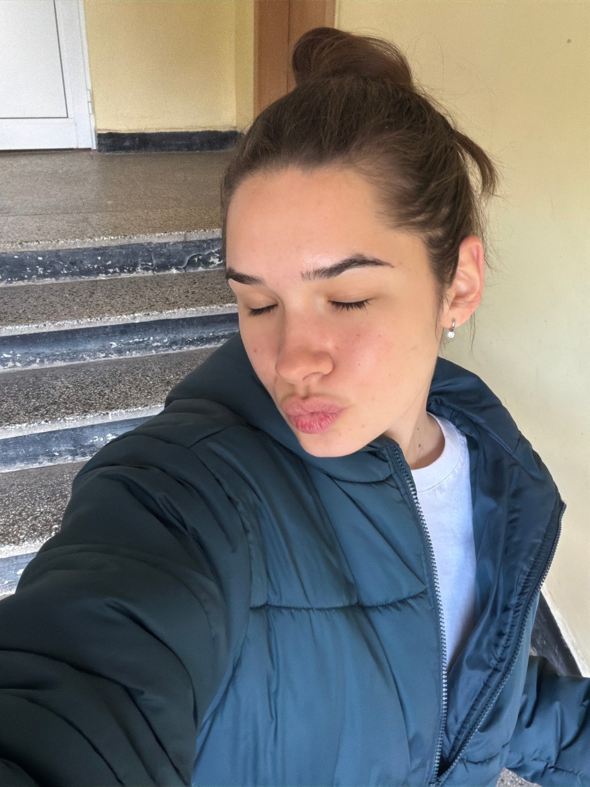 Woman in blue jacket observed resting in Sofia