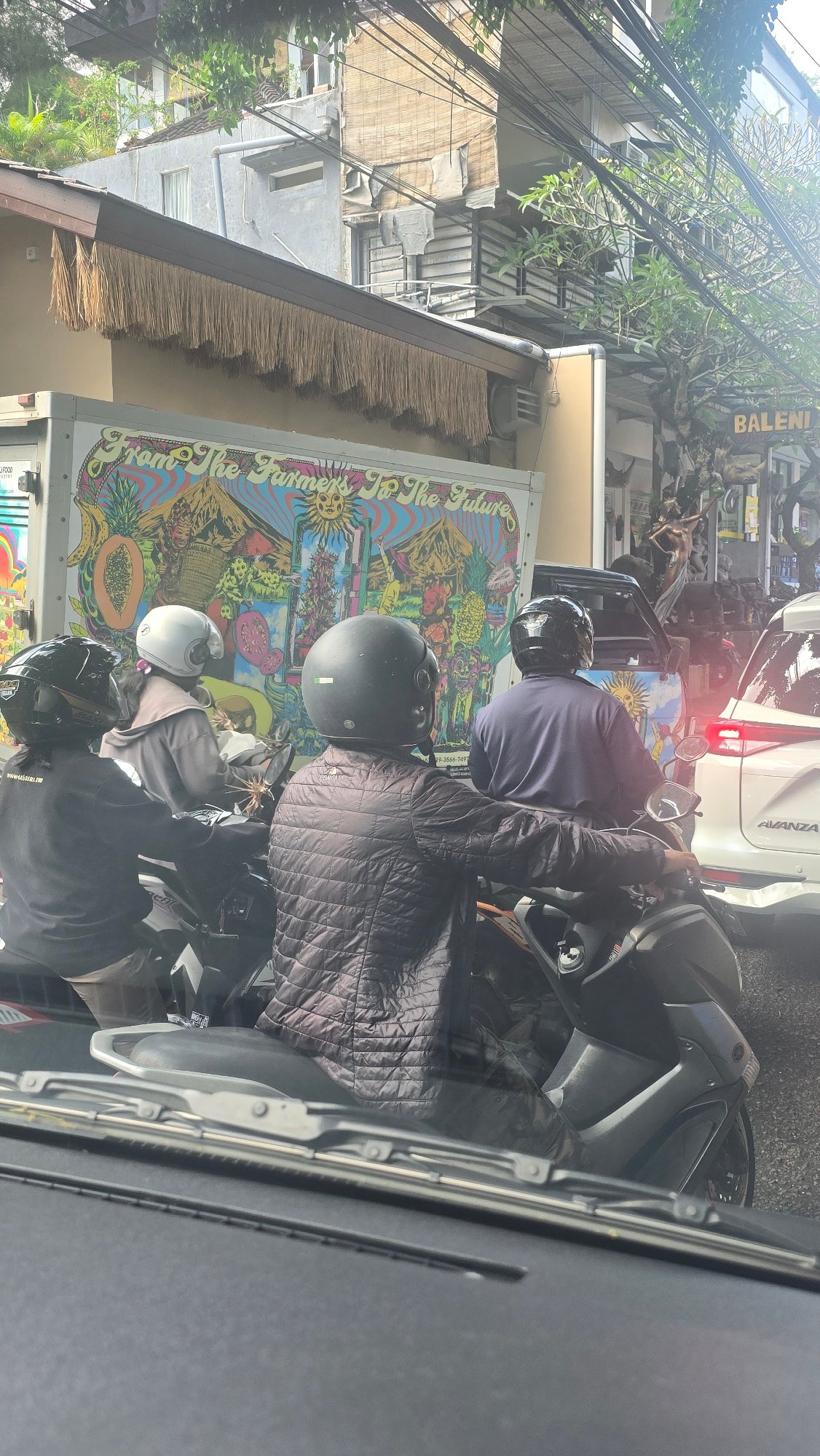 Morning traffic congestion observed in Ubud District, Indonesia