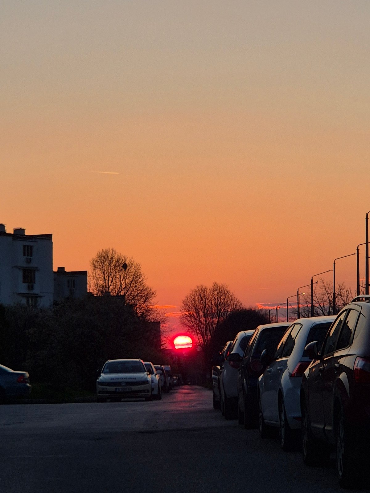 Spring sunset evening documented across Varna, Bulgaria streets