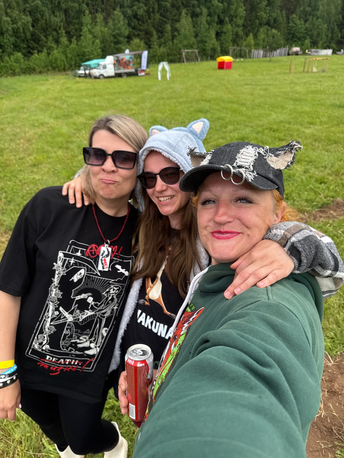 Outdoor gathering documented at camping site in rural Russia