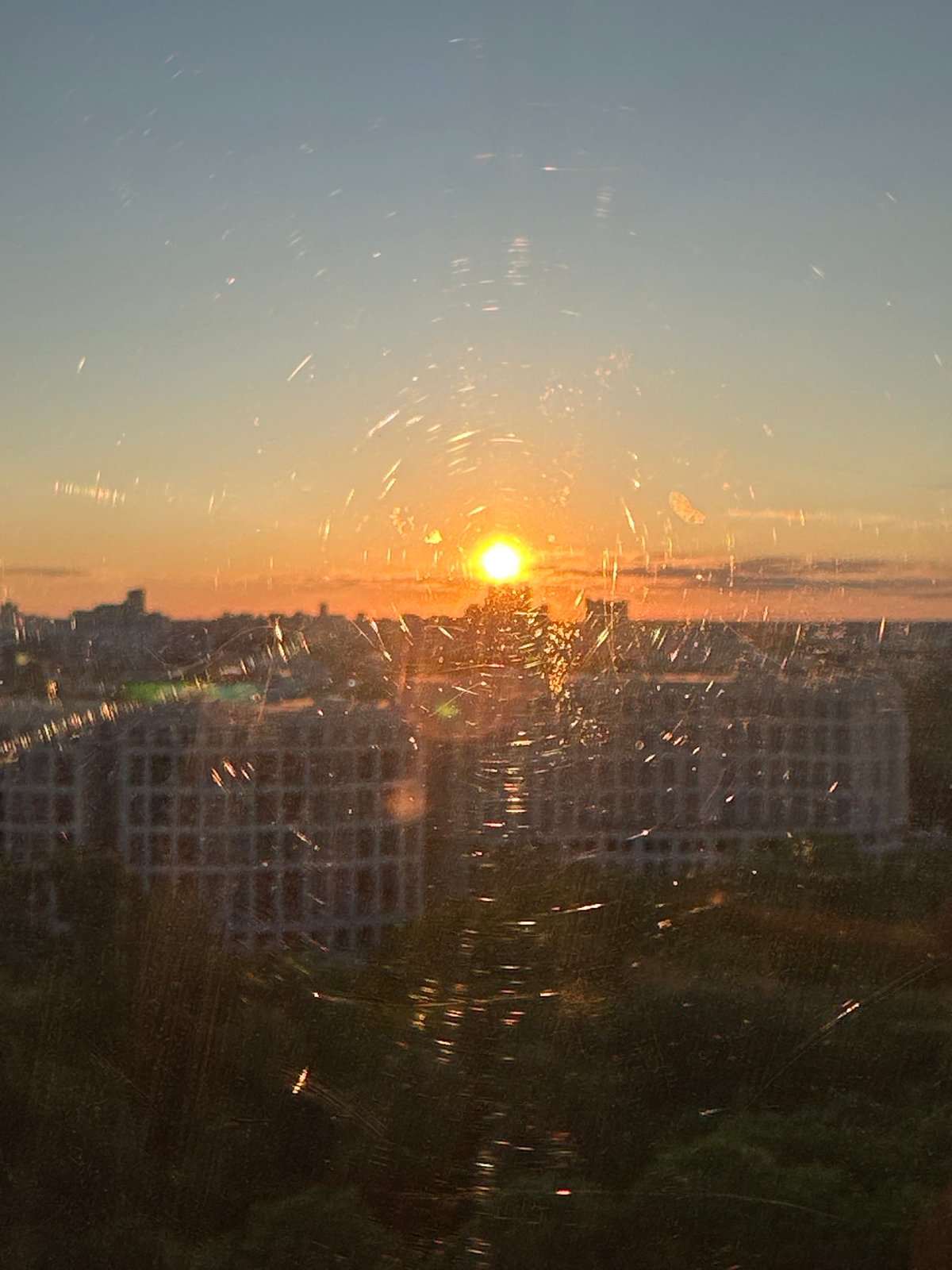 Sunset over Minsk captured from Ferris wheel, elevated positions