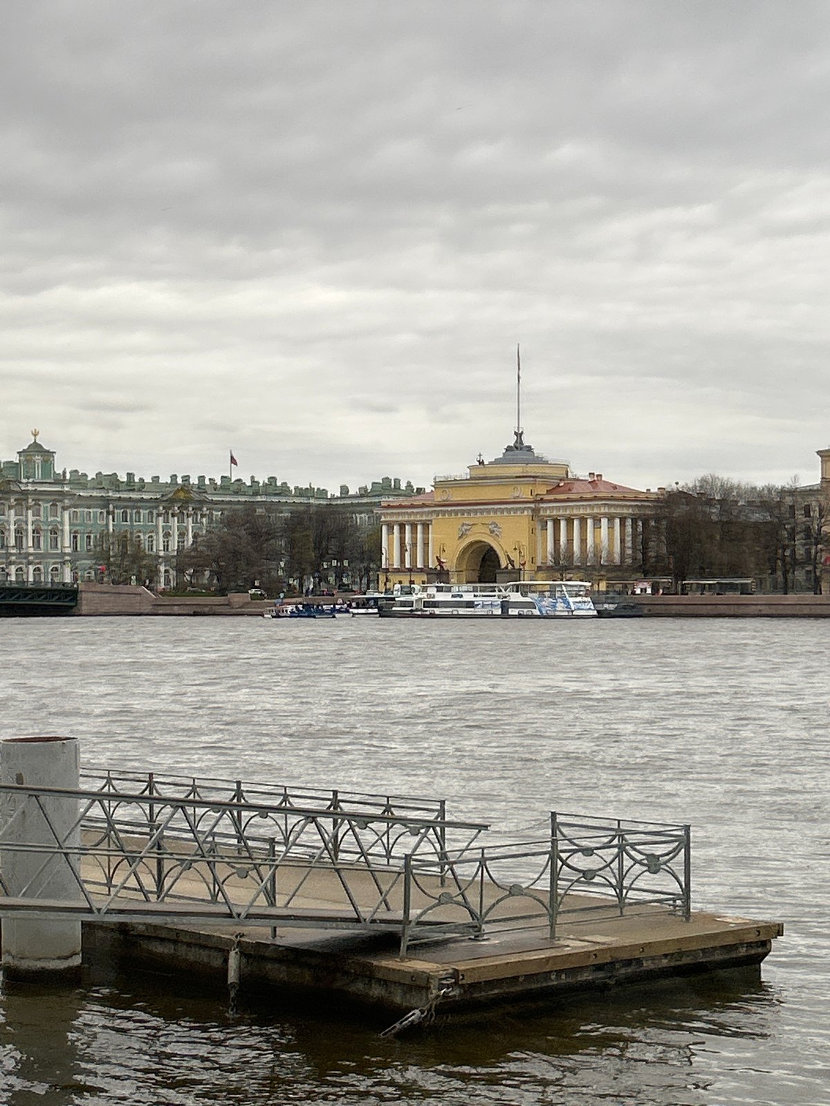Spring afternoon documentation of Saint Petersburg's Neva River embankment