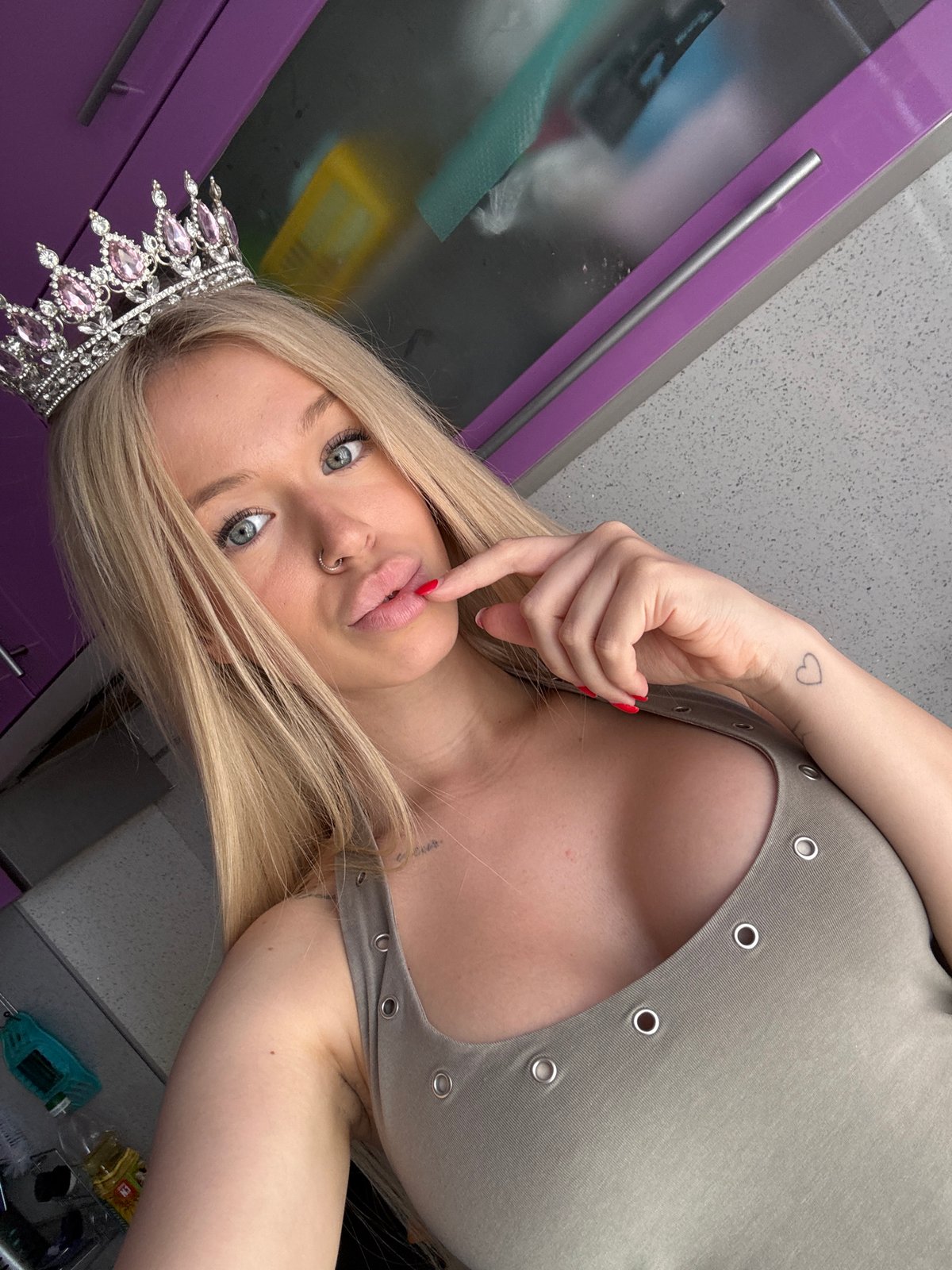 Indoor selfie series with a jeweled crown, Petro-Slavyanka