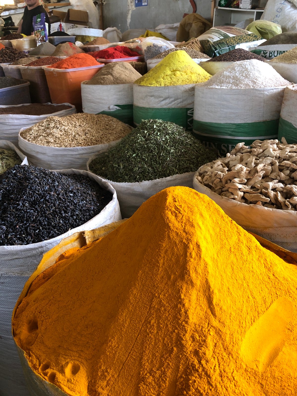 Traditional market documented in Tashkent featuring spices and crafts