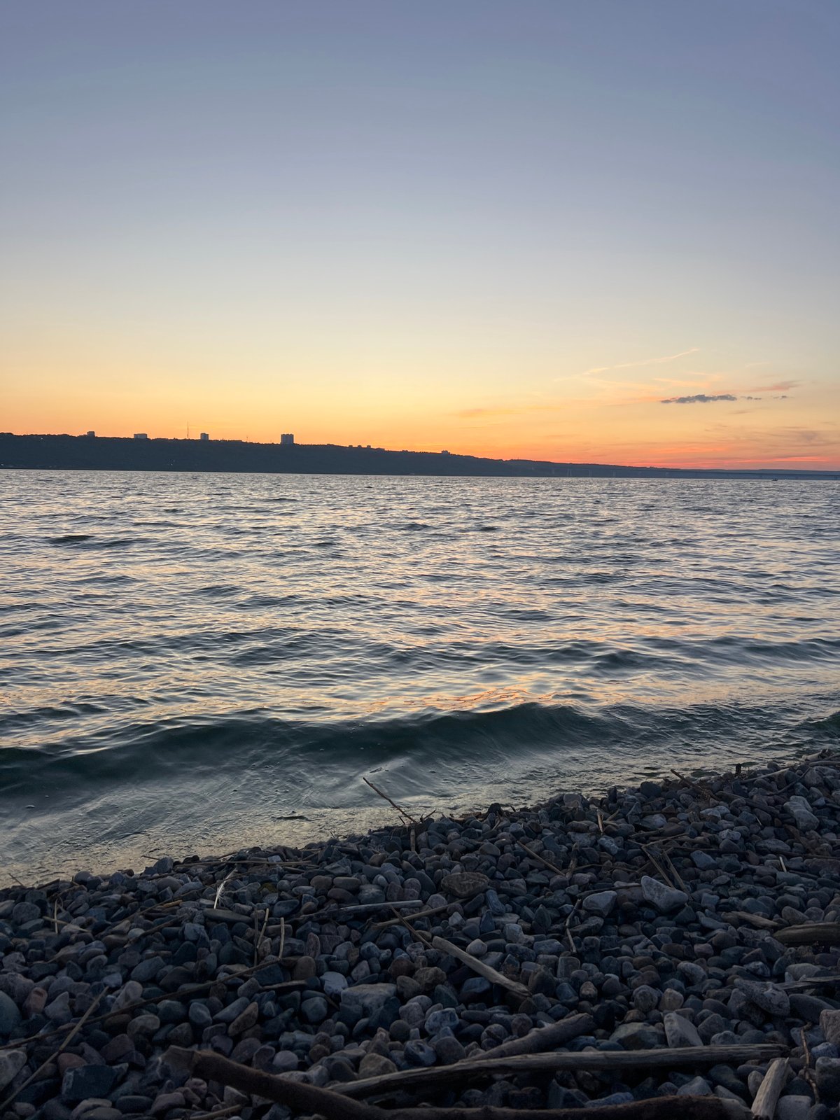 Sunset along the Volga's pebble shore in Ulyanovsk