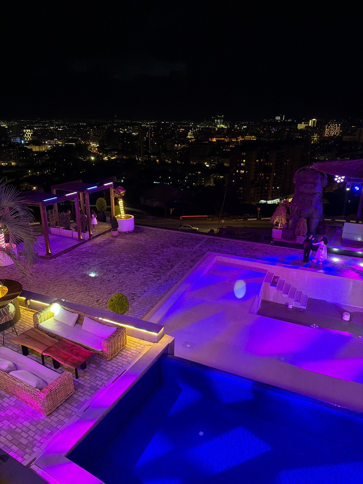 Rooftop lounge evening documented in Yerevan, Armenia