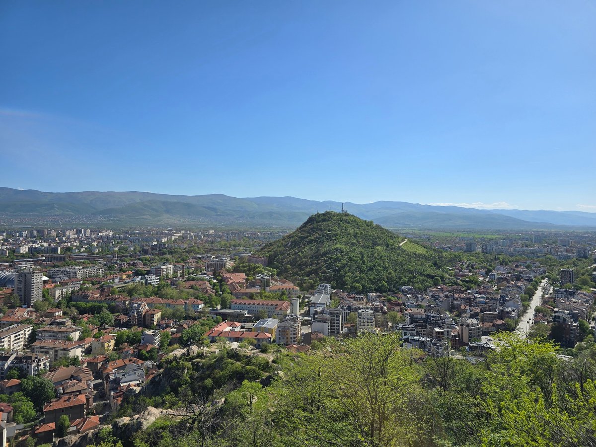 Plovdiv cityscape and Soviet monument documented from multiple viewpoints