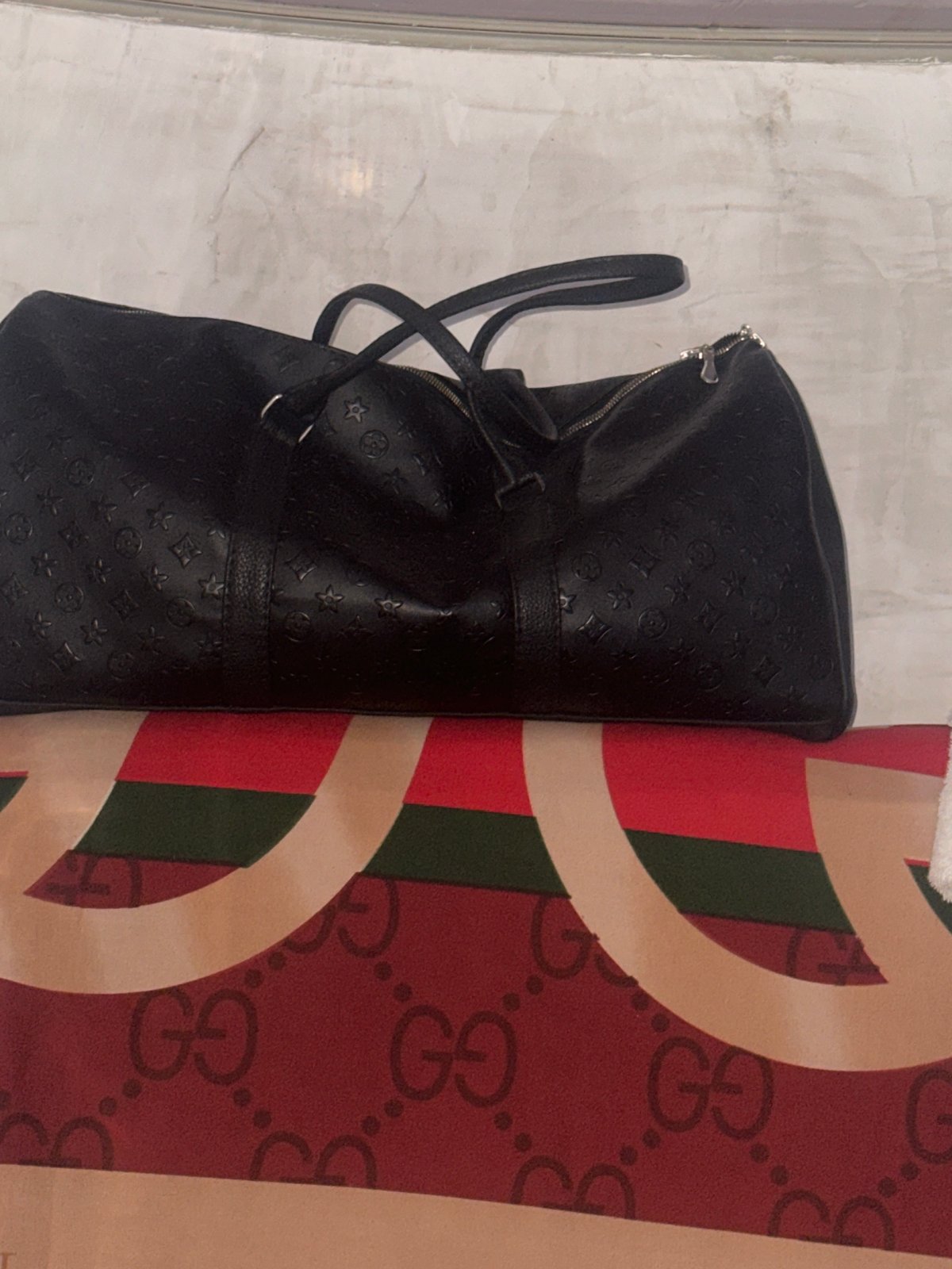 Interior scenes documented: bag, outlet, wall switch with invitation
