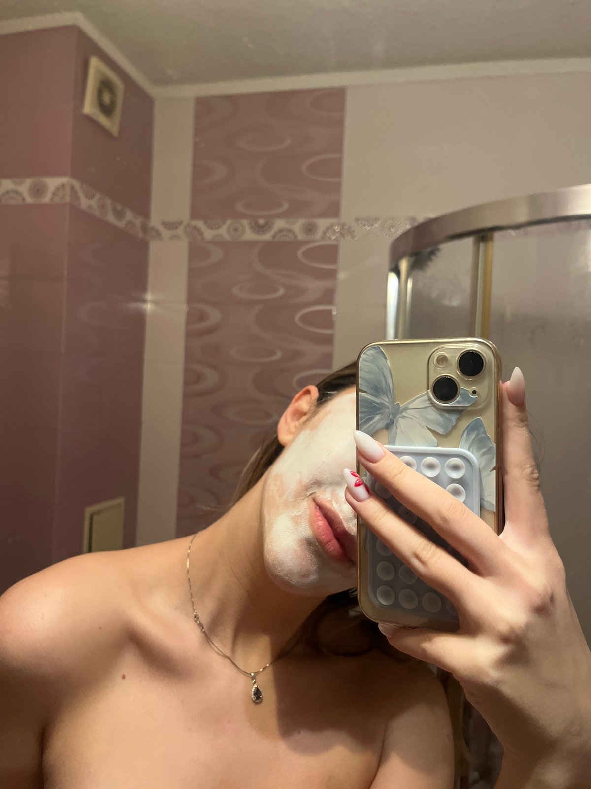 Evening skincare routine documented in Sofia bathroom selfies