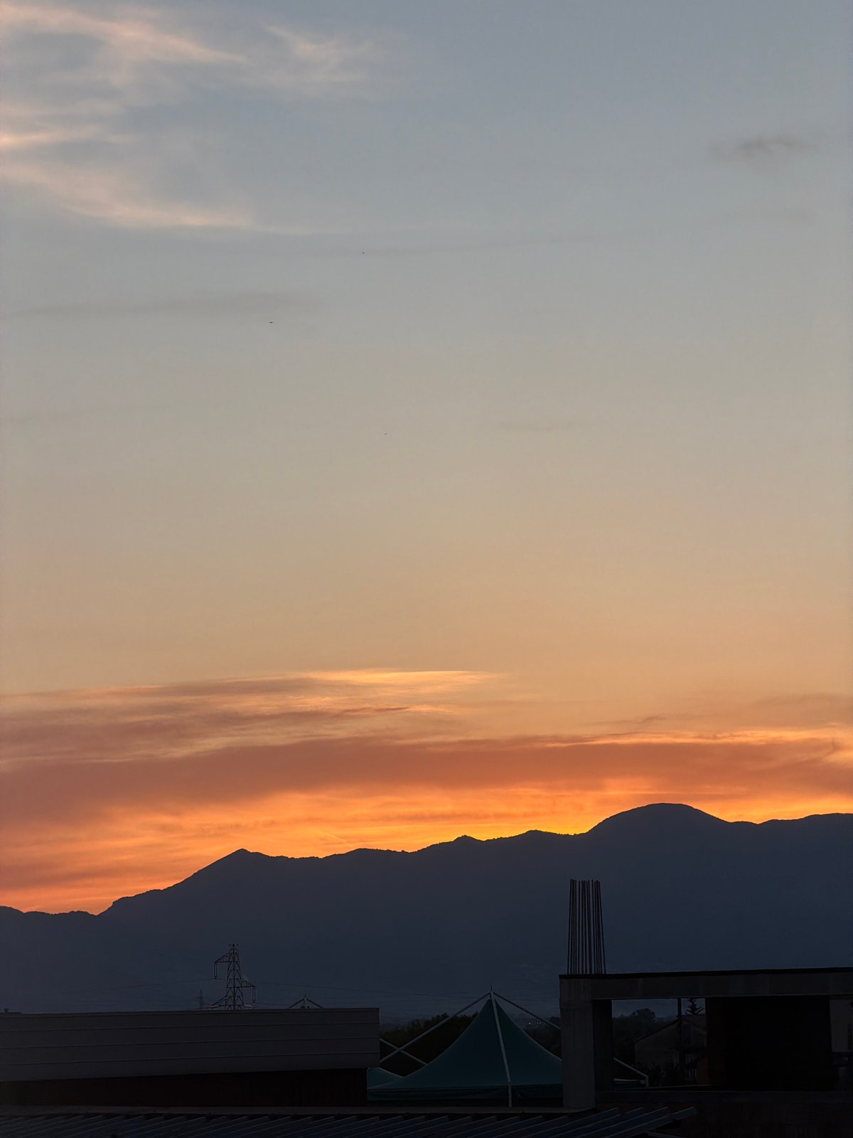 Sunset observed over mountains near Sala Consilina, Italy