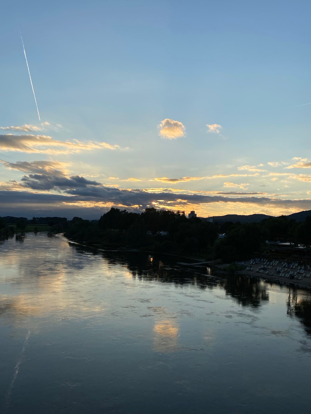 Evening along the Weser River in Rinteln, Germany