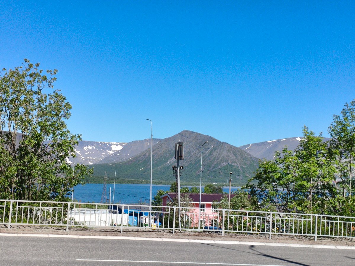 Kirovsk streets and scenery on a sunny summer morning