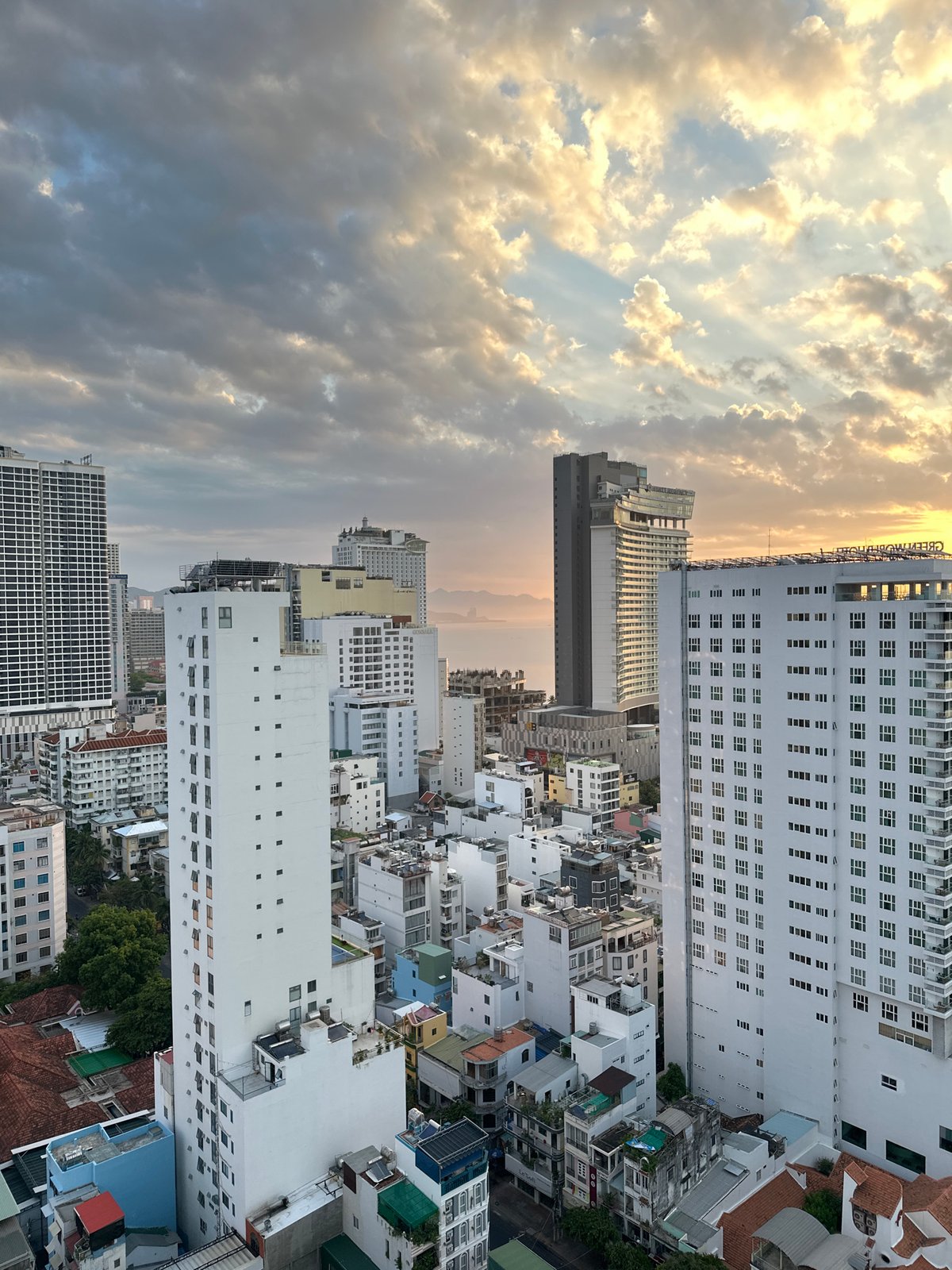 Nha Trang skyline glows during golden hour