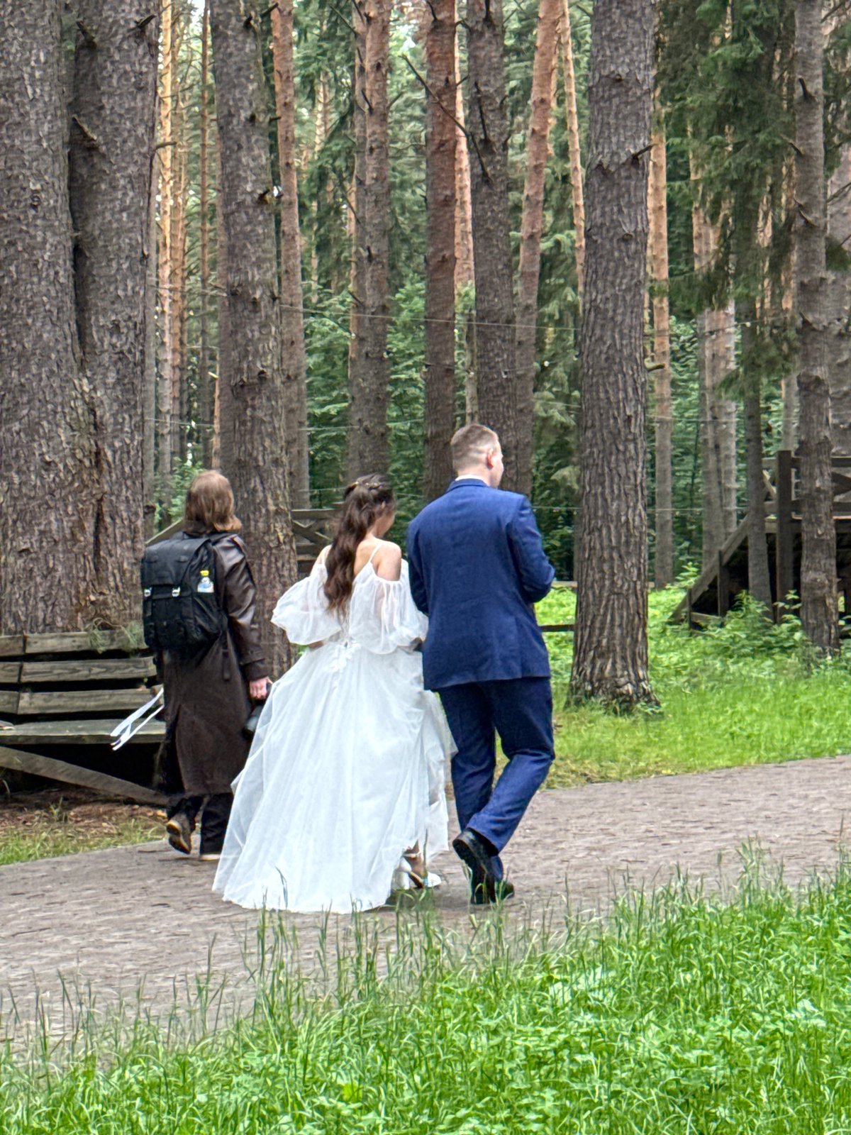 Visitors walk through wooded park in Votkinsk, Russia