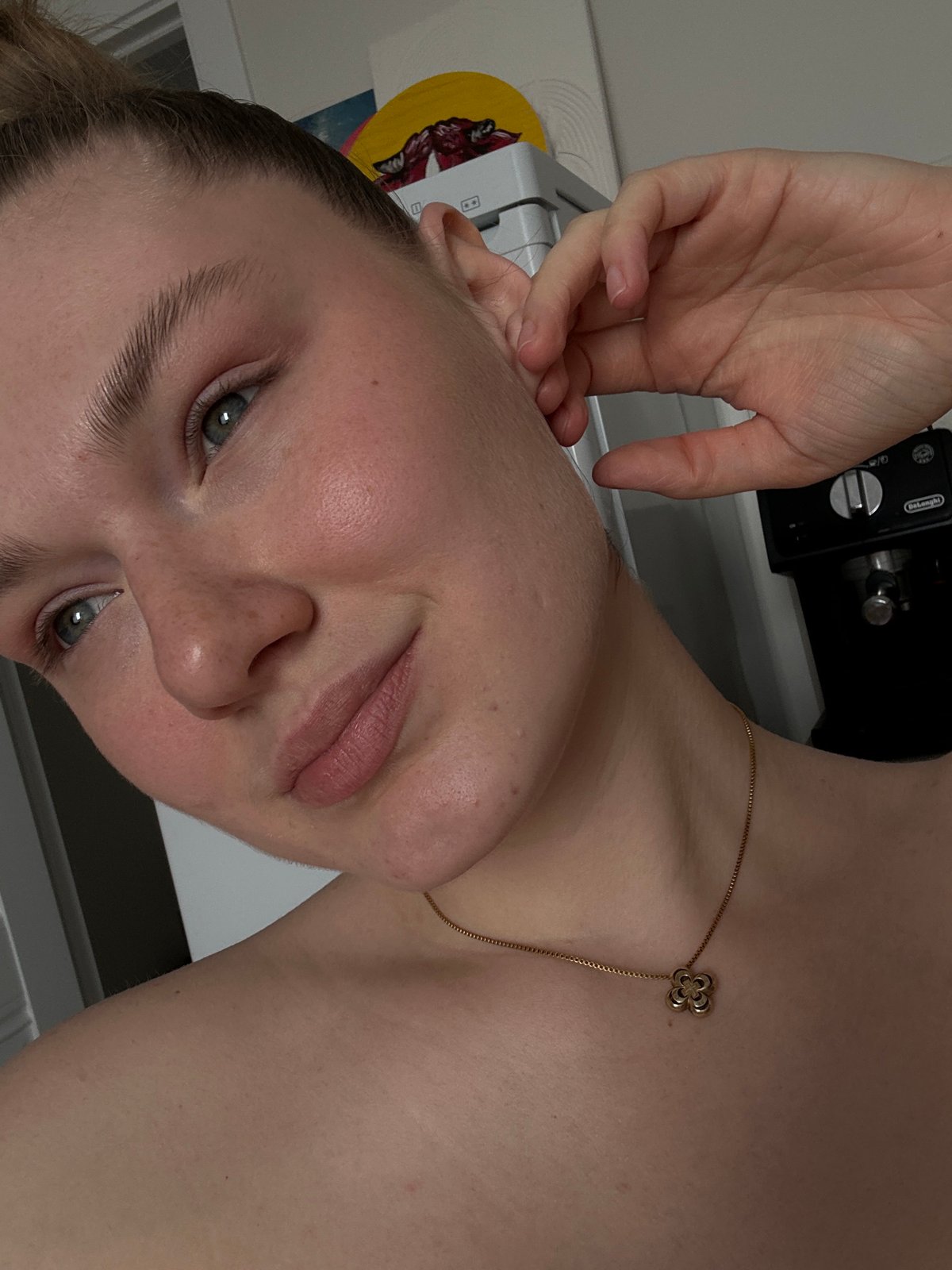 Woman takes selfies around Kazan including medical imaging backdrop