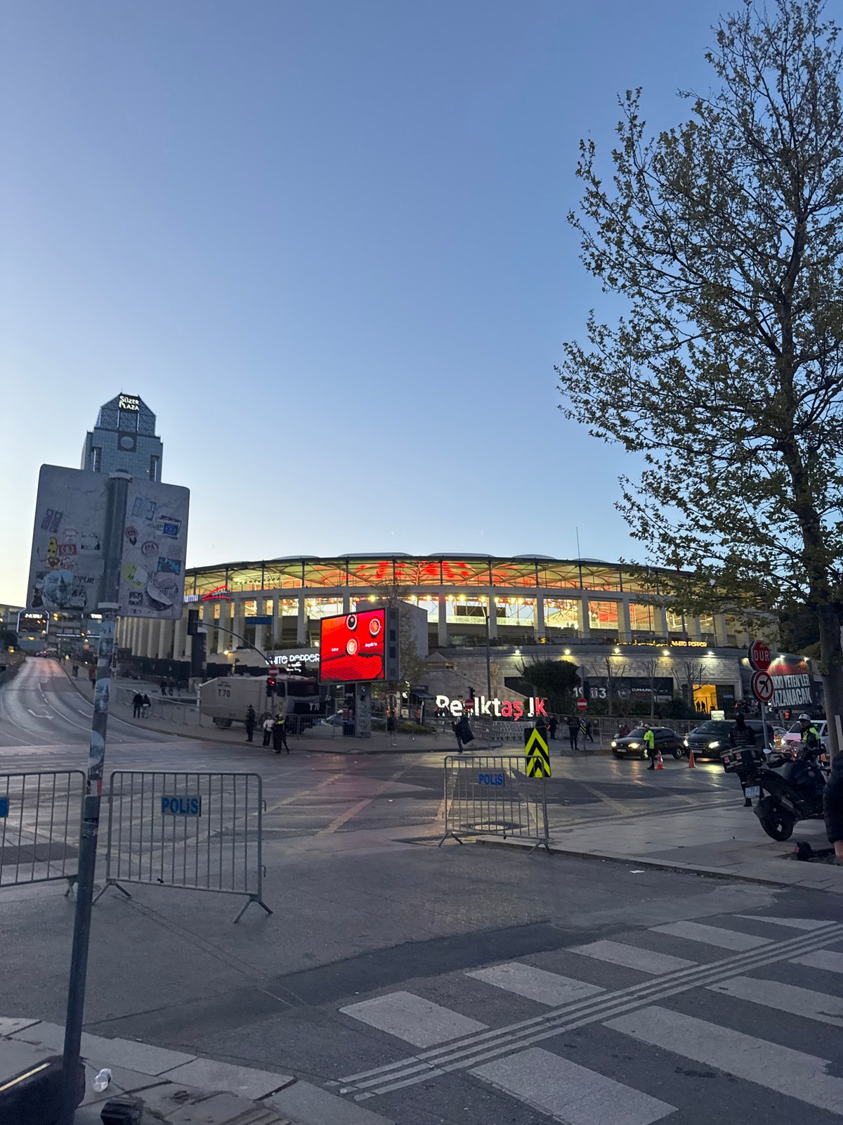 Evening twilight scenes captured near Vodafone Park, Beşiktaş landmarks