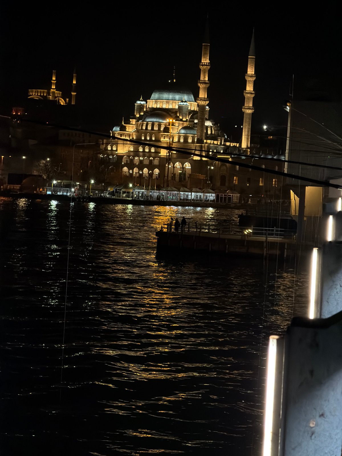 Istanbul mosques illuminated at night in Beyoğlu district