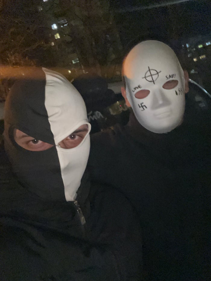 Masked individuals photographed across Plovdiv during evening hours