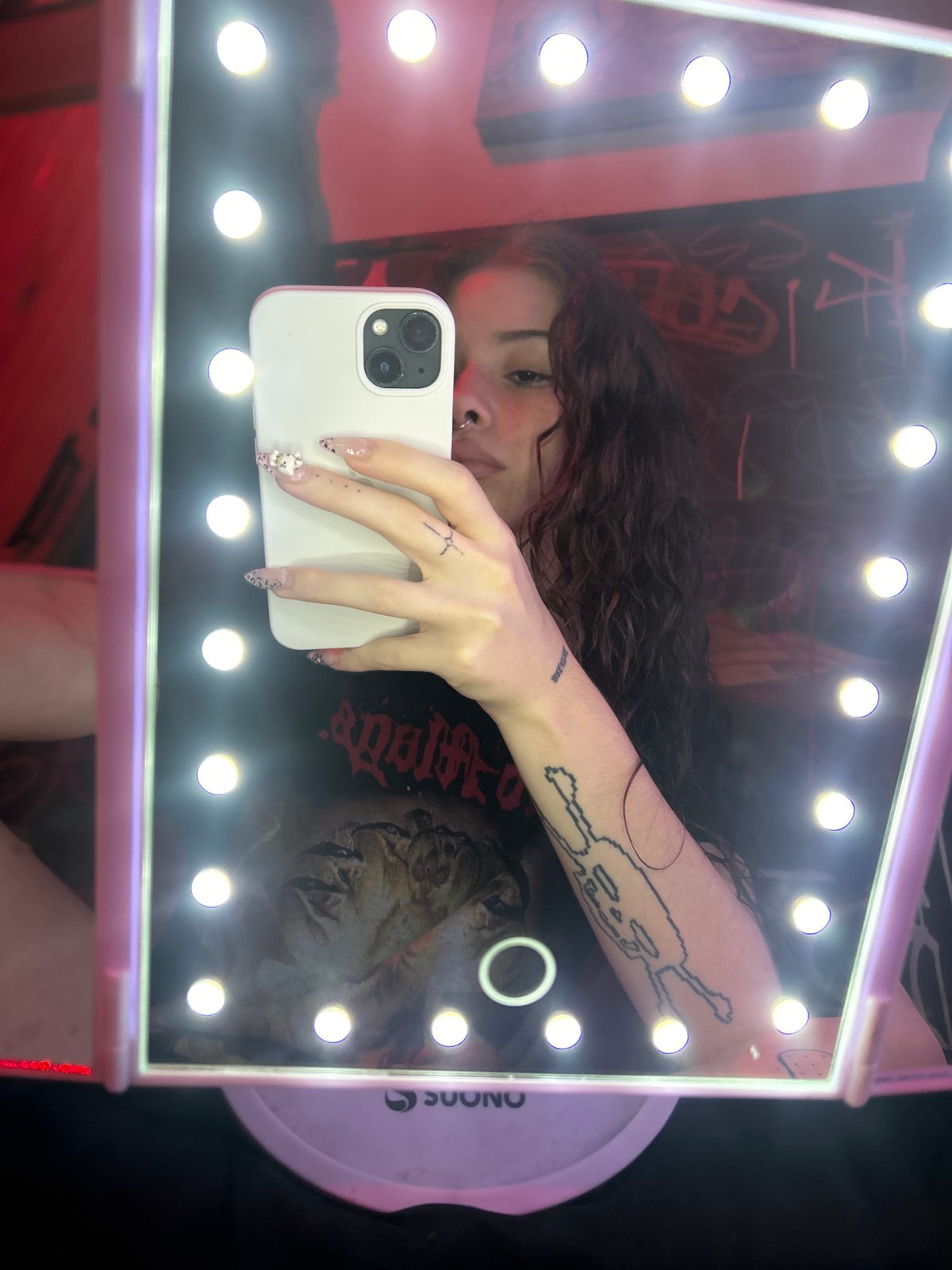 Person takes selfies in LED mirror in Buenos Aires