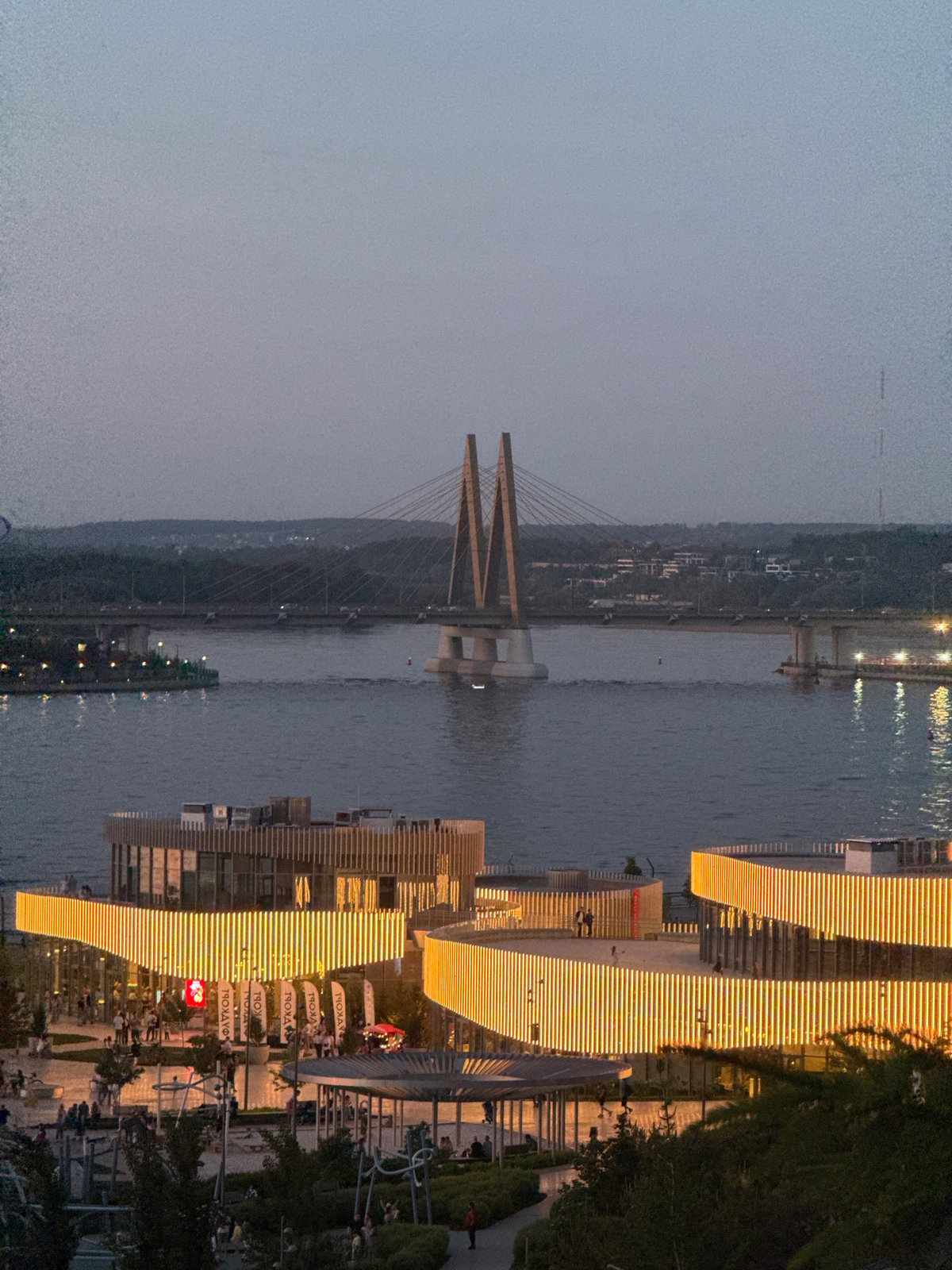 Evening cityscape captured in Kazan featuring Millennium Bridge