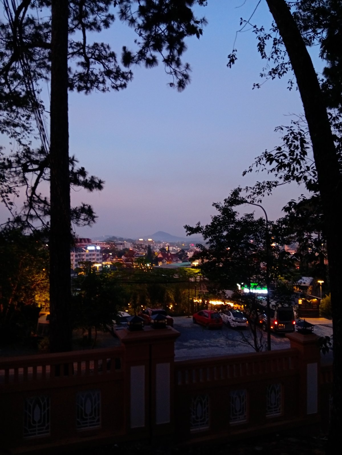 Twilight cityscape captured from elevated viewpoint in Da Lat